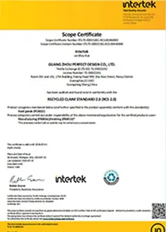 Siamo orgogliosi di essere certificati come membri del Recycled Claim Standard (RJC).