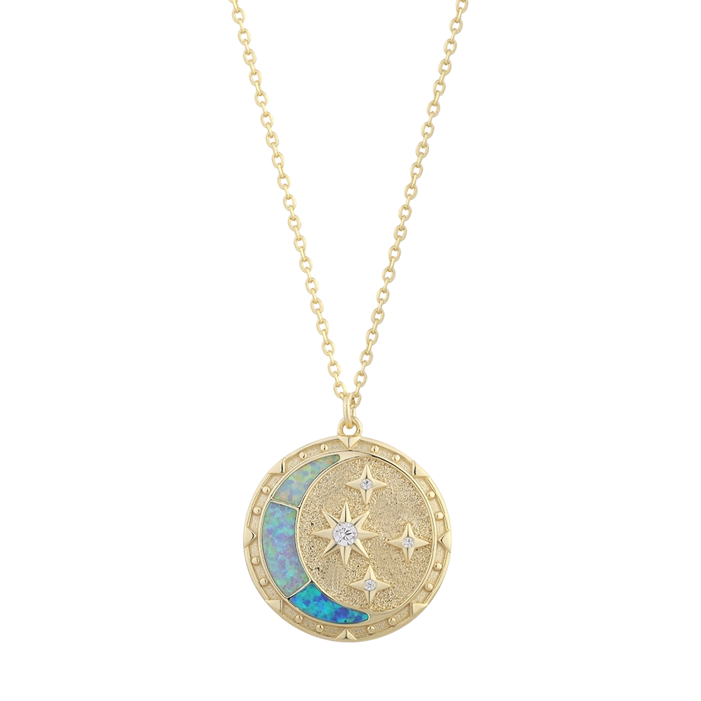 Collana con opale e zirconi cubici in argento sterling 925 PLN03303