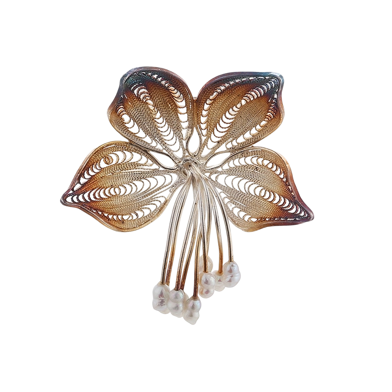 C00606 Spilla artigianale in argento sterling 925 con perla