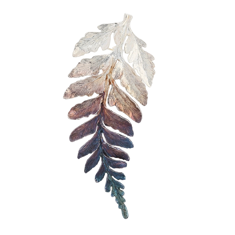 C00612 Spilla a forma di foglia in argento sterling 925, realizzata a mano