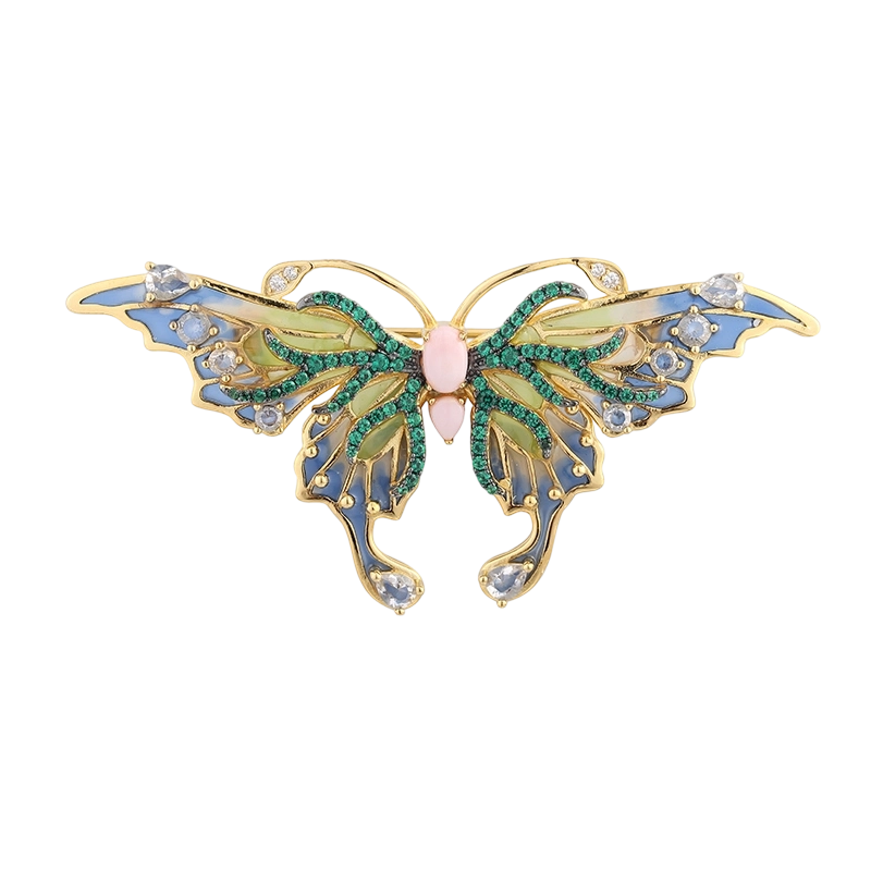 C00472 Spilla a forma di farfalla in argento sterling 925 con smalto