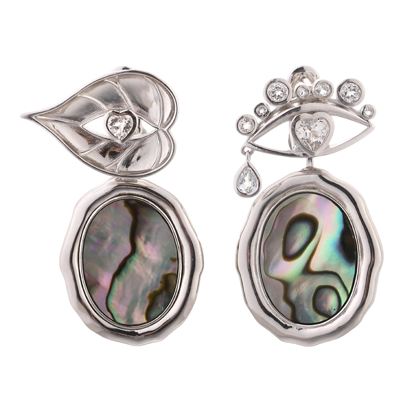 E07102W Orecchino con occhio di Allah in argento sterling 925 con abalone