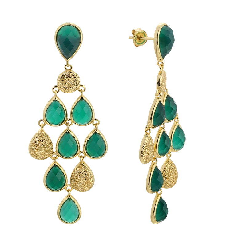 E08327 Orecchino in argento sterling 925 con agata verde