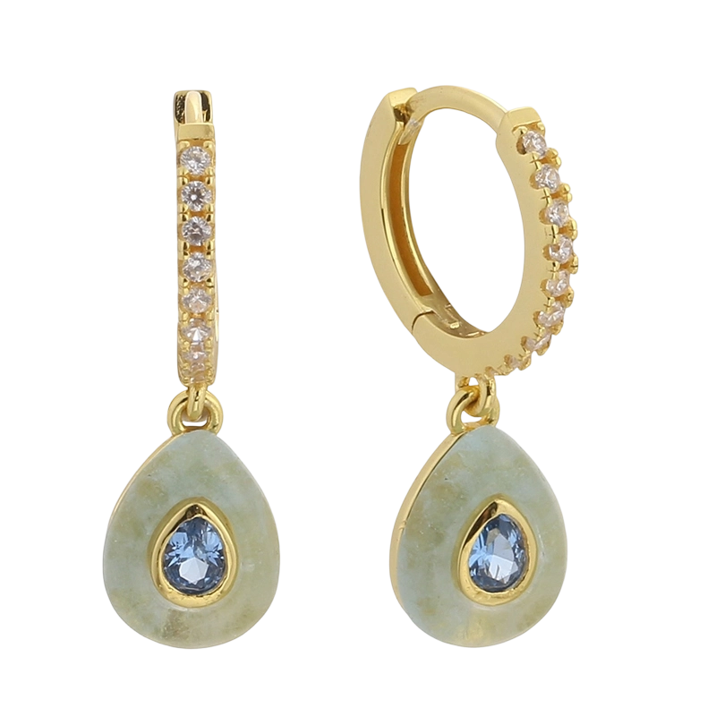 E08641B Orecchino in argento sterling 925 con acquamarina e zirconi