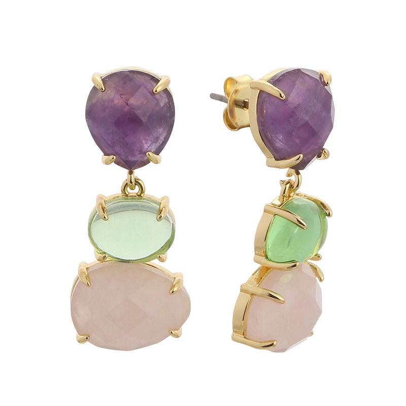 YE01766 Orecchini in argento sterling 925 con ametista e quarzo rosa