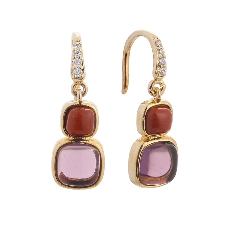 Orecchini YE01818 in argento sterling 925 con zirconi cubici e diaspro