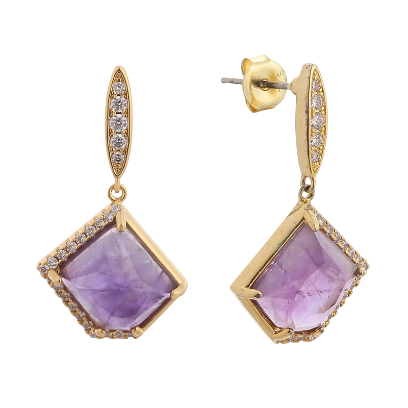 Orecchini YE02004 in argento sterling 925 con ametista e zirconi cubici.